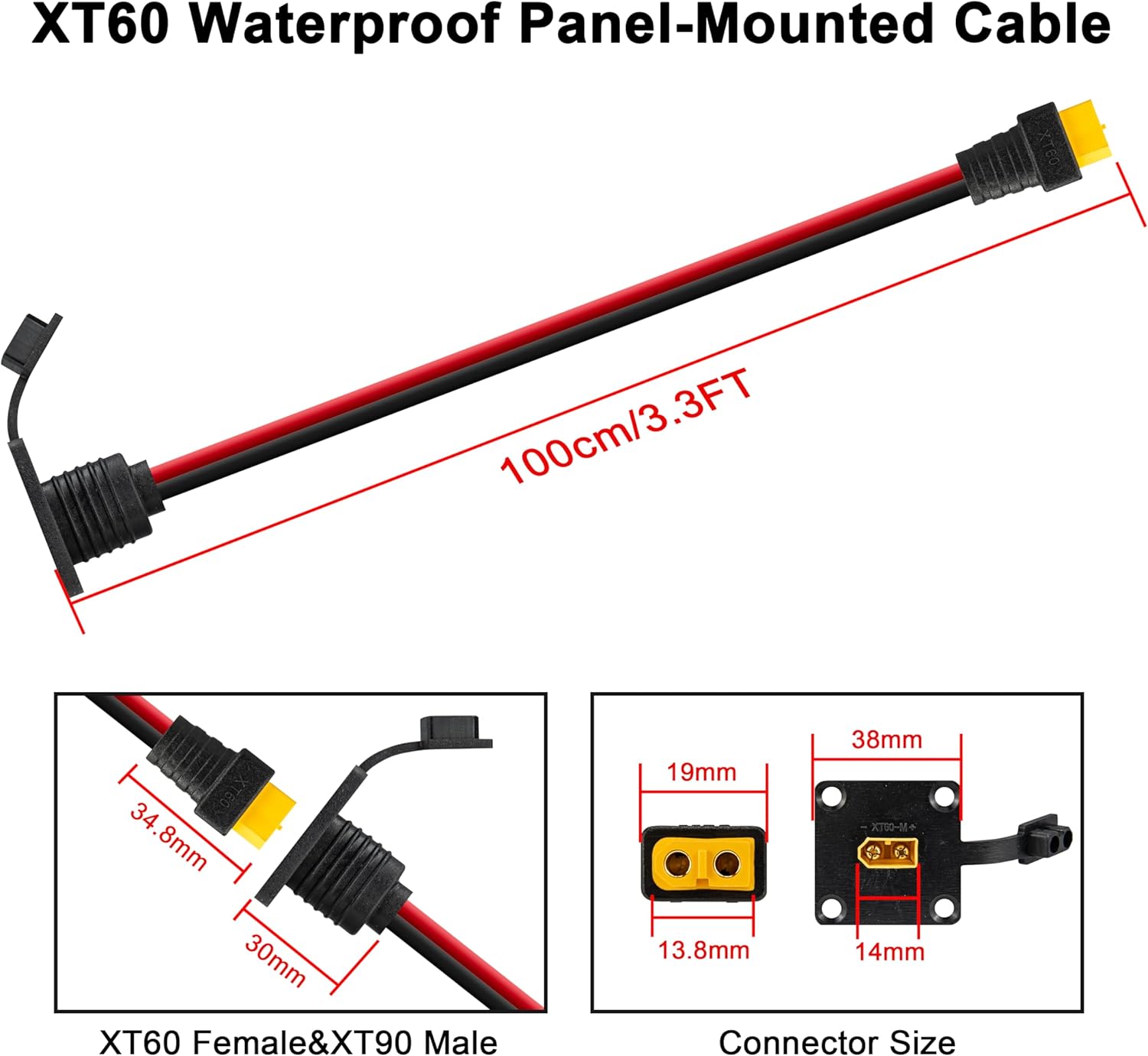 JMUYTOP 3FT 12AWG XT60 Panel M - Drone Rc Holder recension och pris